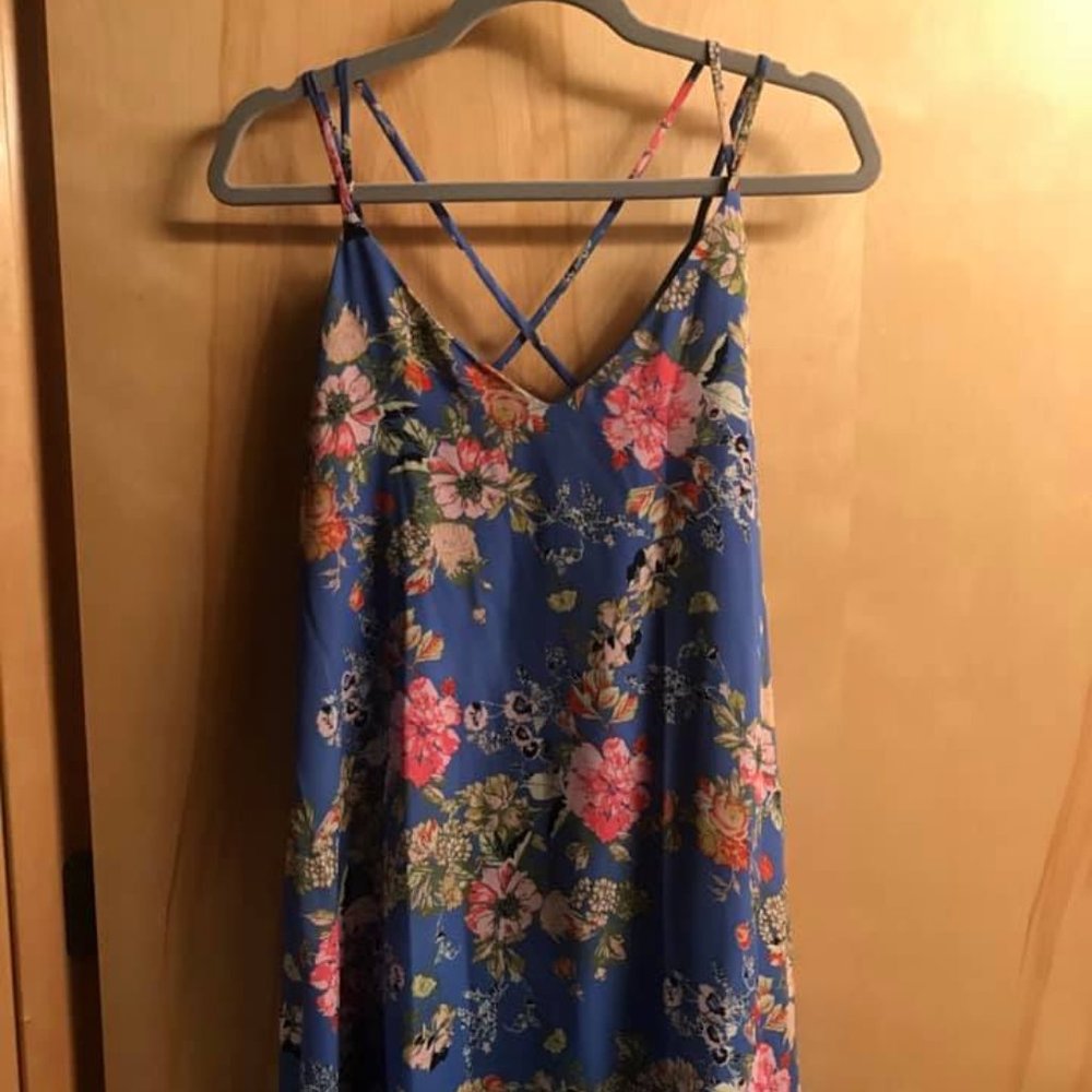 Blue Floral Print Dress